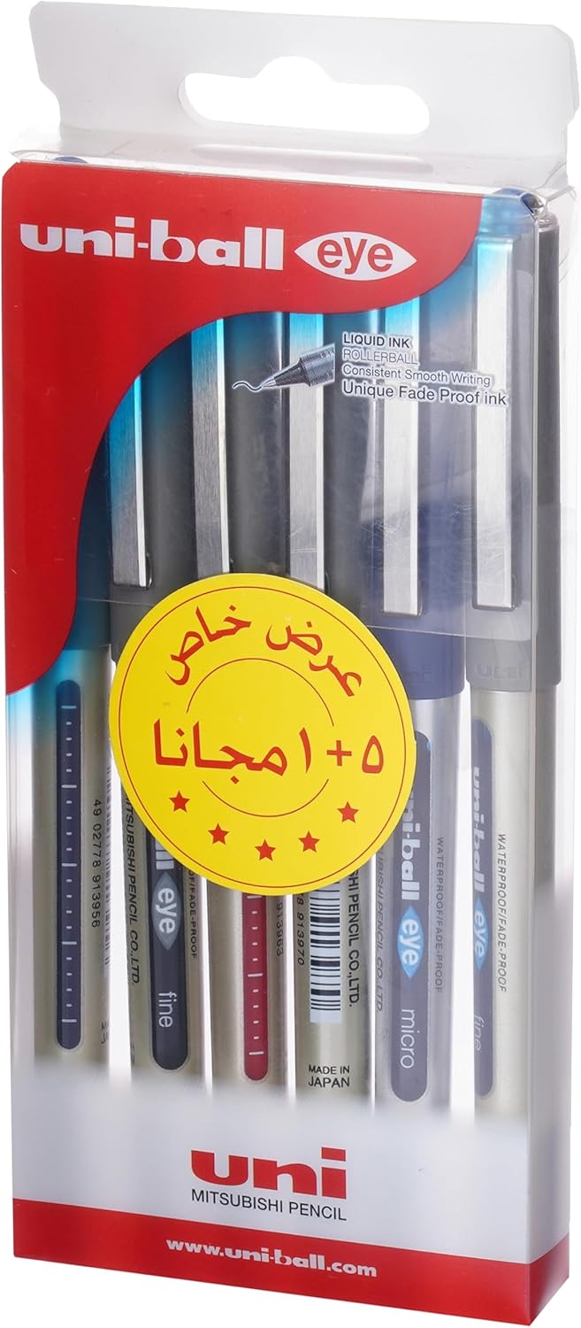 طقم أقلام 5+1 مجاناً  حبر ‎يوني بول