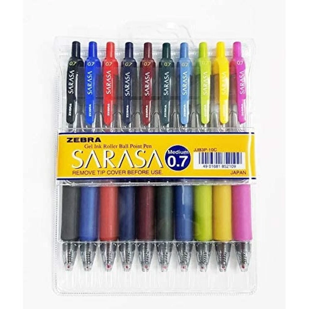 زيبرا مجموعة اقلام جل 0.7 من ساراسا، 10 الوان