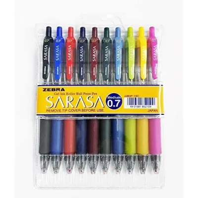 زيبرا مجموعة اقلام جل 0.7 من ساراسا، 10 الوان