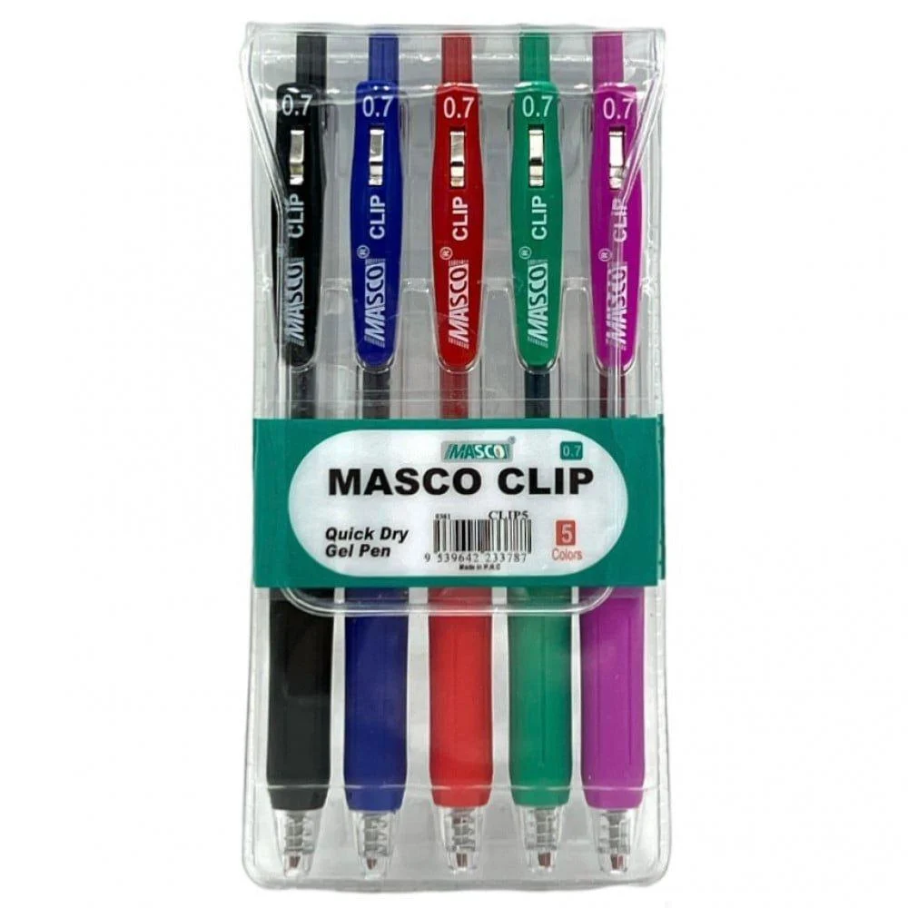 مجموعة من 5 أقلام حبر جل متعددة الألوان مقاس 0.7 مم،