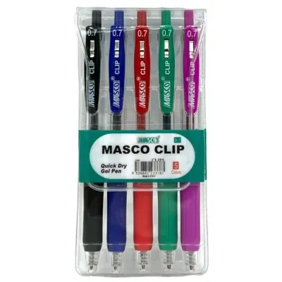 مجموعة من 5 أقلام حبر جل متعددة الألوان مقاس 0.7 مم،