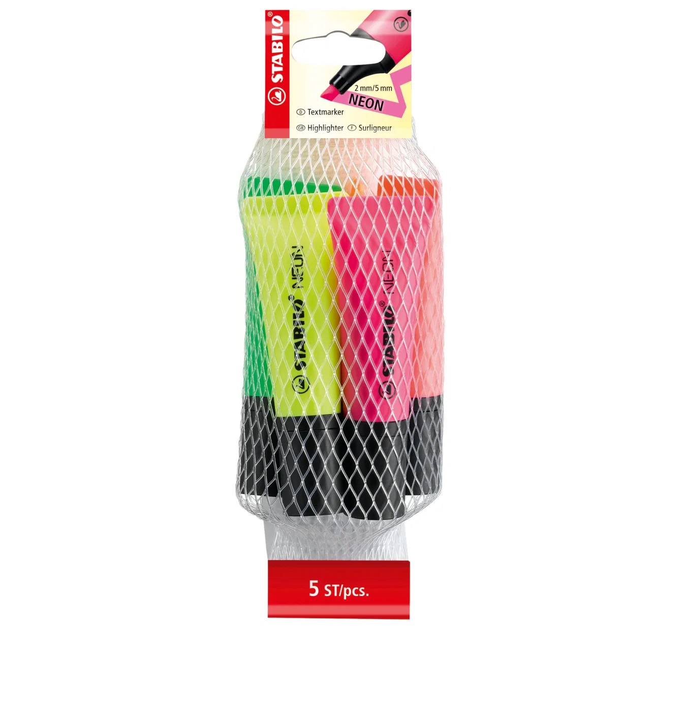 قلم مظهر ستابيلو نيون بكيس 5 لون 