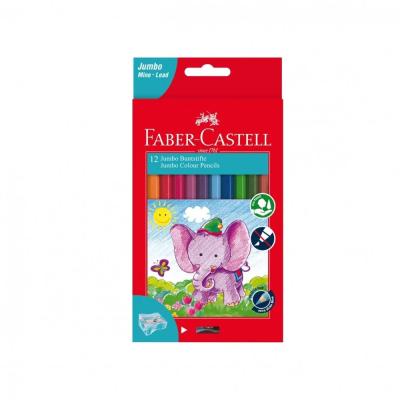 فايبركاستل ألوان خشبية جامبو 12 لون ، موديل : 111622 مع براية 