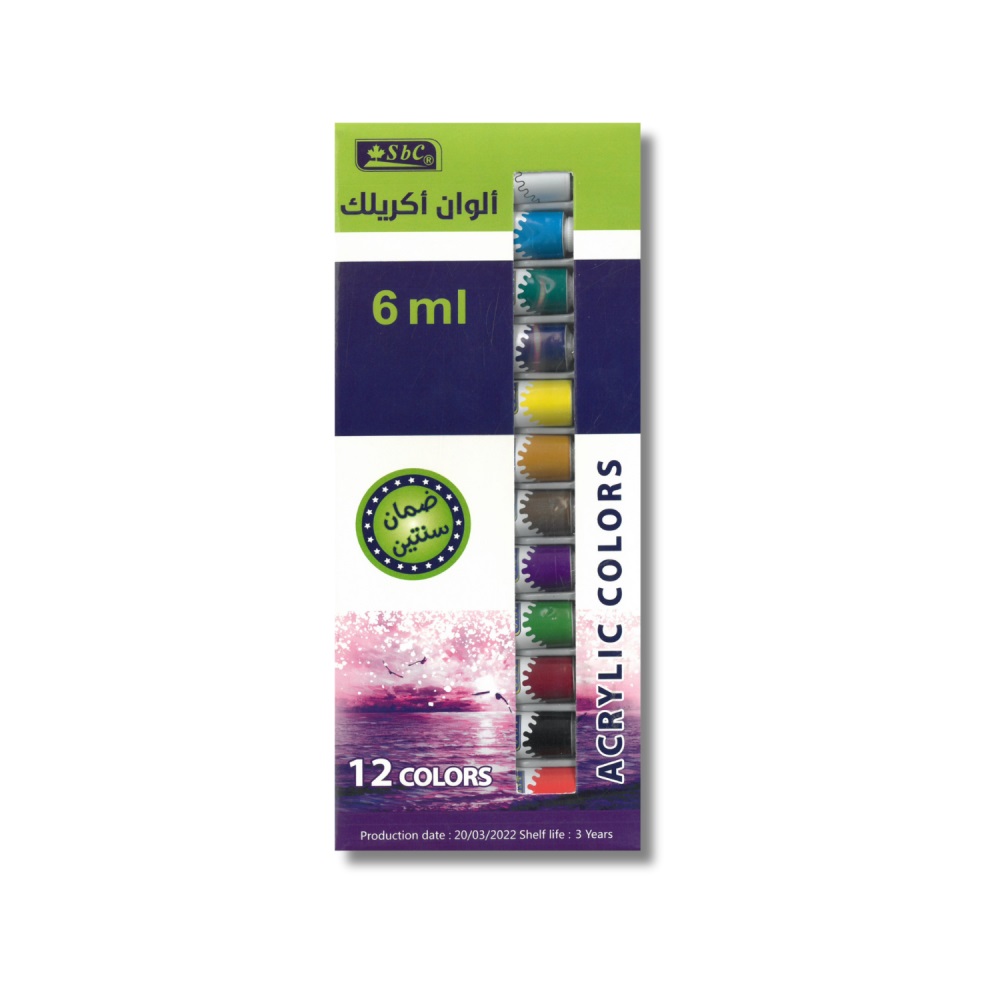 ألوان عصار اكريليك 12 لون 6 مل من SBC 