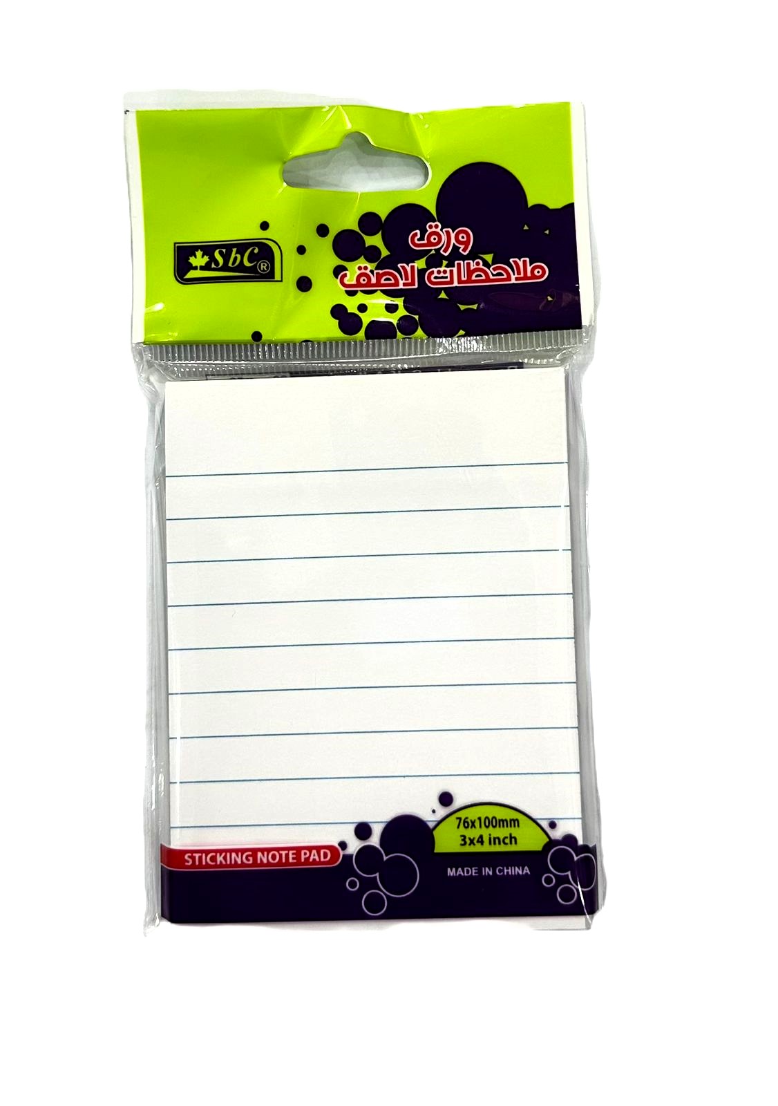 ورق ملاحظات مسطّر لاصق أبيض3*4 inch.  مقاس 76*100 رمز المنتج 001-3846