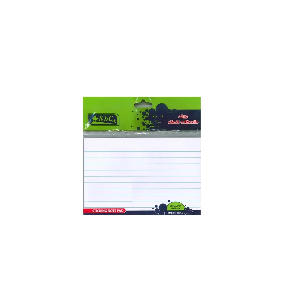  ورق ملاحظات sbc لاصق ابيض  مسطر ا4X6 ، موديل :3845-004