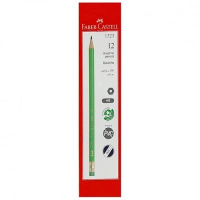 قلم رصاص مرسام فايبر كاستل أسود أخضر 1323-HB مع قلم فرك بـ 12 قلم