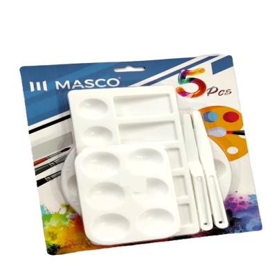 مجموعة باليت بلاستيك الأساسية، أداة رسم، لألوان الطلاء، 5 قطع ماسكو