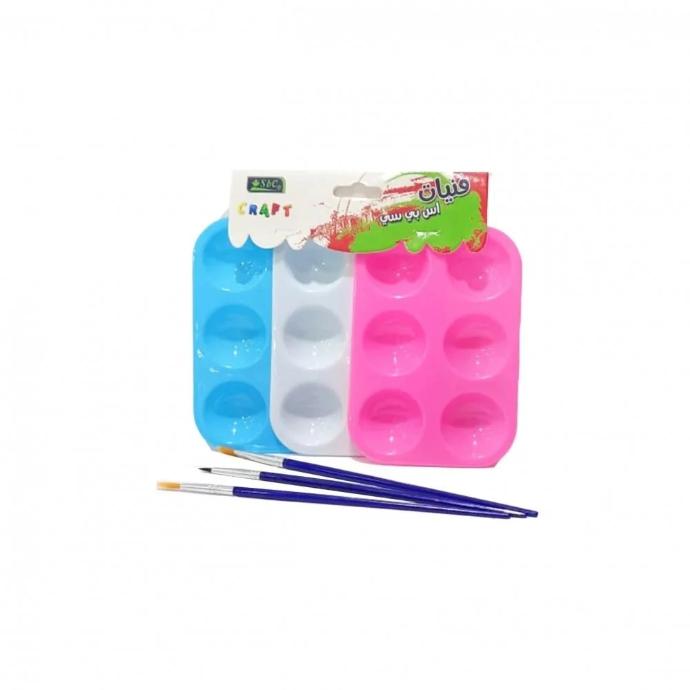 طقم 3 باليتا مع 3 فرش أدوات رسم 