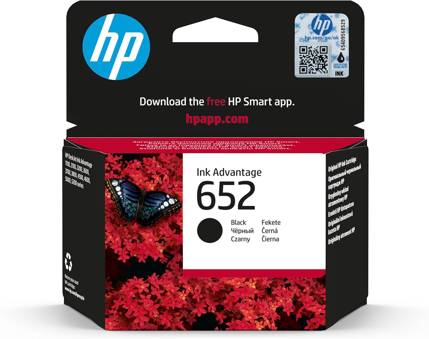 خرطوشة حبر hp ادفانتج 652 من اتش بي، أسود - F6V25AE 