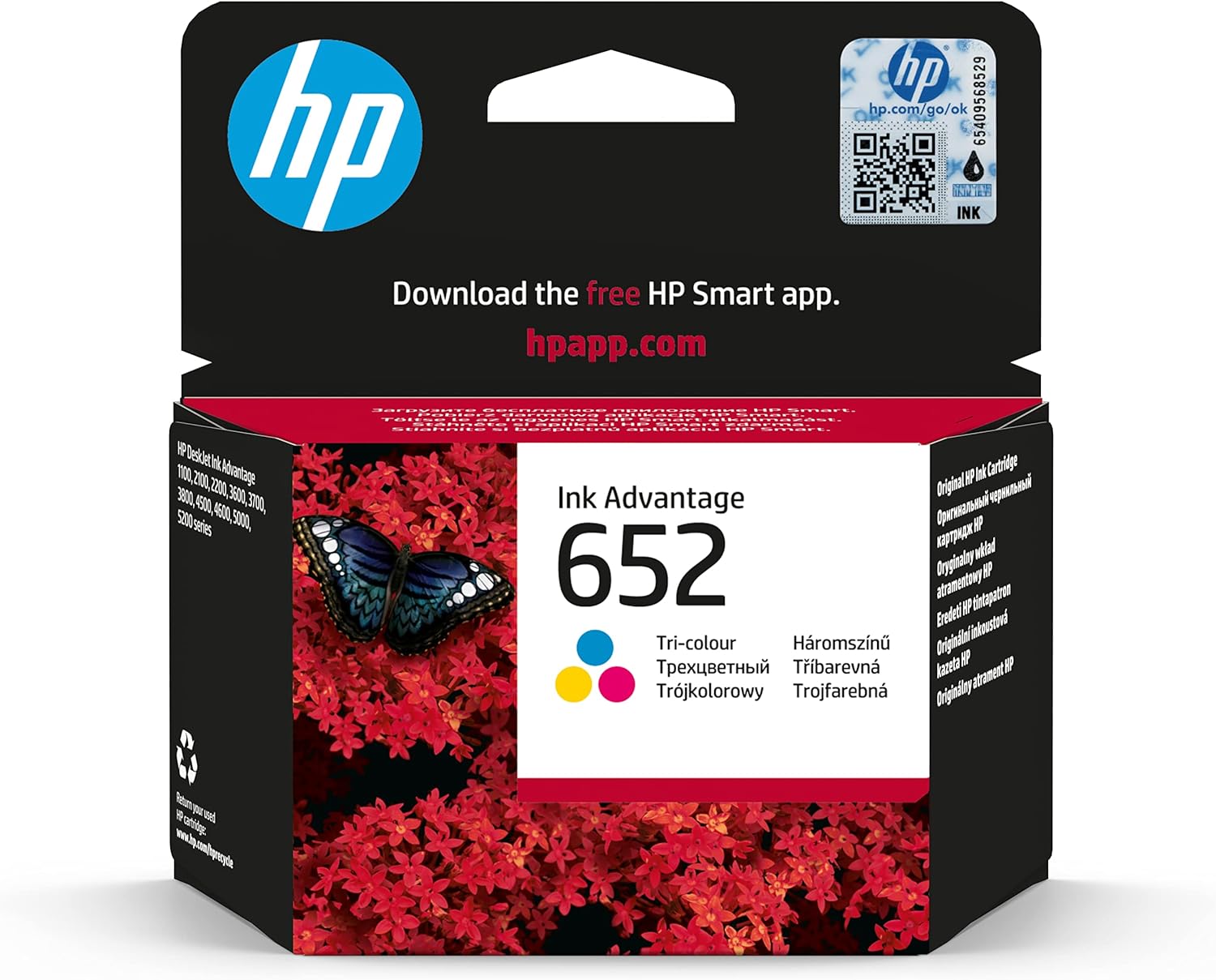 خرطوشة حبر طباعة 652 الأصلية hp  ثلاثية الألوان- F6V24Ae