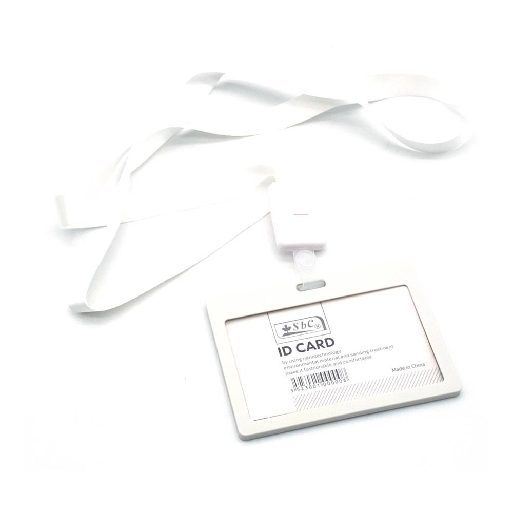 حامل بطاقة  لون أبيض مع الحبل أفقي