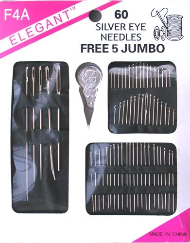 مجموعة ابر حياكة من الستانلس ستيل مكونة من 60 قطعة من هابا - تتضمن ابر كبيرة وابر خياطة عادية واحجام مختلفة من ابر الحياكة الدائرية
